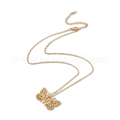 Lettre initiale avec collier pendentif papillon&nbsp;NJEW-C026-01G-M