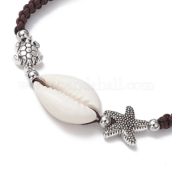 Bracelets de perles tressées en cauris naturels pour femmes&nbsp;BJEW-JB11765-03
