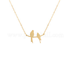 Collana con ciondolo a forma di uccelli sui rami in acciaio inossidabile 304&nbsp;WG41729-01