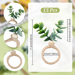 Кольца для салфеток из джутового шнура и деревянных бусин&nbsp;AJEW-GA00025