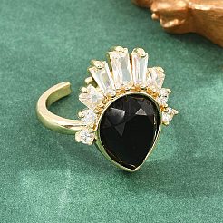 Bagues en laiton et obsidienne naturelle&nbsp;GG-CBACC2B-07G-09