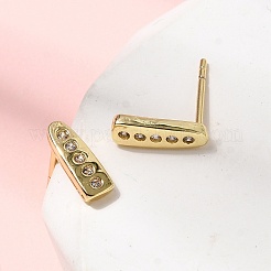 Серьги-гвоздики из латуни с микропаве из прозрачных кубических цирконий в форме капли&nbsp;EJEW-H180-26G
