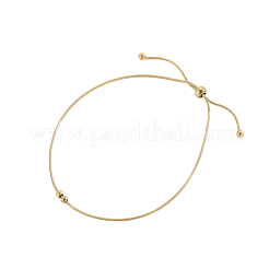 Bracelet coulissant en acier inoxydable 304 à perles rondes et maille serpent pour femme&nbsp;BJEW-A26-03-24-4