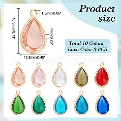 30шт 10 цвета стеклянные подвески&nbsp;GLAA-GA0001-76