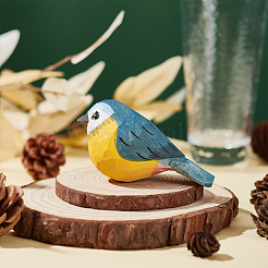 Ornements de sculpture d'oiseau mignon en bois&nbsp;DJEW-WH0015-44A