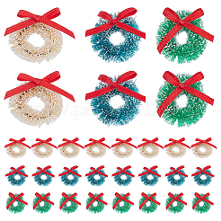 30 шт. Рождественский венок из полиэстера и сизаля двух цветов&nbsp;HJEW-WR0001-22B