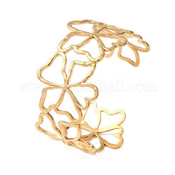 Bracciali rigidi aperti da donna in acciaio inossidabile 304 con contorno a fiore cavo.&nbsp;SA-CBABC9E-02G