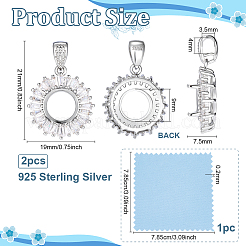2 Stück 925 Sterling Silber Micro Pave klare Zirkonia Anhänger Fassungen&nbsp;STER-PH0005-06