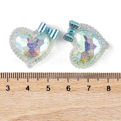 Coeur en résine époxy transparente avec cabochons décodens bowknot&nbsp;CRES-M034-07C