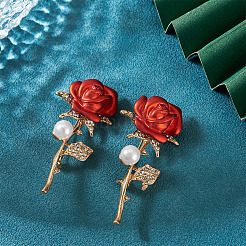 2 stücke valentinstag rose zink-legierung kristall strass broschen&nbsp;JEWB-TADJ0001-02B