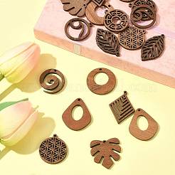 18 шт. подвески из натурального орехового дерева в 9 стилях&nbsp;WOOD-FS0001-49