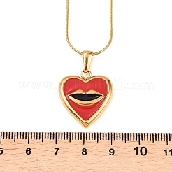 Ожерелье с подвеской в виде красного сердца с губой из нержавеющей стали 304&nbsp;NJEW-H088-03G