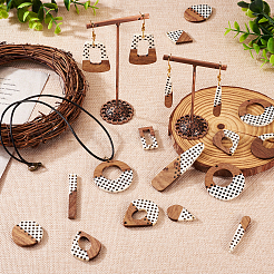 26шт 13 стиля подвески из непрозрачной смолы и орехового дерева с принтом&nbsp;RESI-TA0001-89