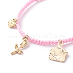 Braccialetto di fascino dello smalto della lega rosa della busta del cuore&nbsp;BJEW-JB08682-01