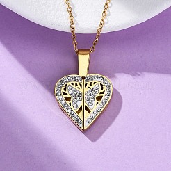 304 нержавеющая сталь полимерная глина стразы открывающиеся подвески ожерелья для женщин&nbsp;NJEW-Z065-12G