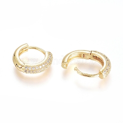 Серьги-кольца Huggie из латуни с прозрачным фианитом и прозрачным фианитом&nbsp;X-EJEW-G275-02G