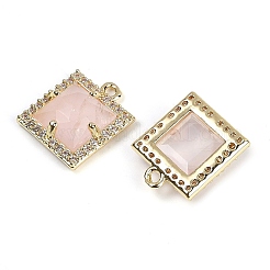 Ограненные квадратные подвески из натурального розового кварца&nbsp;G-I375-06G-05