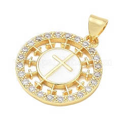 Colgantes religiosos con cruz de latón y circonitas cúbicas transparentes micro pavé&nbsp;CU-CBA83A6-03E-G02