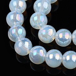 Chapelets de perles en verre transparent électrolytique&nbsp;GLAA-T032-T8mm-AB14