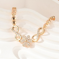 Bracelets en laiton à maillons en zircone cubique à micro pavé&nbsp;KK-R217-43G