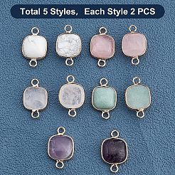 10 шт. 5 стиля звеньев-коннекторов из натуральных смешанных драгоценных камней&nbsp;G-FH0001-42