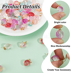 60шт 6 цвета двухцветные прозрачные стеклянные подвески&nbsp;GLAA-HY0001-47