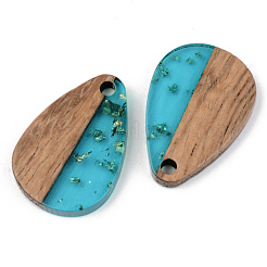 Pendentifs en résine transparente et bois de noyer&nbsp;RESI-S389-027A-B03