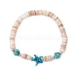 Bracelets en perles de coquillages d'eau douce naturelles avec tortues de mer et étoiles de mer&nbsp;BJEW-JB11884