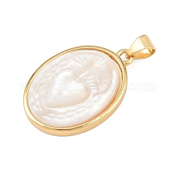 Овальные подвески из натуральной белой ракушки&nbsp;KK-F919-43B-G02