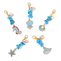 5 шт. подвеска из искусственной бирюзы и ракушек&nbsp;HJEW-YW00108