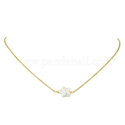 Collana da donna con ciondolo in perla keshi barocca naturale e catena a maglie in acciaio inossidabile 304.&nbsp;NJEW-JN06225
