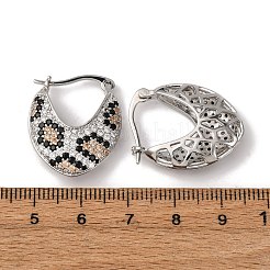 Серьги-кольца v-образной формы с микропаве из кубического циркония из латуни&nbsp;EJEW-H165-06P