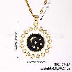 Элегантные латунные подвески с прозрачными кубическими цирконами и подвесками в форме луны&nbsp;NB6973-4