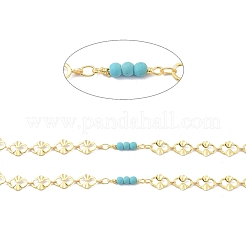 Chaîne à maillons en laiton et synthétique turquoise&nbsp;CHC-D029-04G