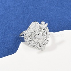 Anillos de dedo ajustables con forma de corazón de acero inoxidable 304 para mujer&nbsp;RJEW-A074-07P