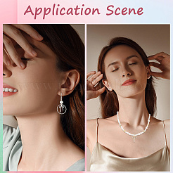 8 пара подвесок из латуни 2 цветов с микропаве из прозрачных кубических цирконий&nbsp;KK-SC0006-24