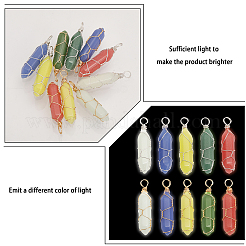 10 pz 10 colori pietra luminosa sintetica doppio terminale pendenti a punta tinti&nbsp;G-CA0001-71