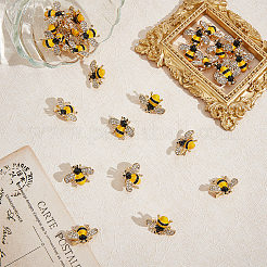 30 broche de solapa con rhinestone de hierro con forma de abeja&nbsp;JEWB-GO0001-20