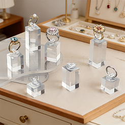 7 juego de soportes elevadores para exhibición de anillos de acrílico de 7 tamaños&nbsp;ODIS-WH0099-256A