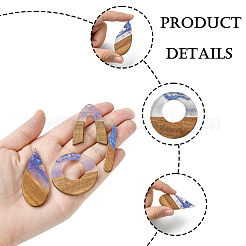 18шт 9 стиля подвески из прозрачной смолы и орехового дерева&nbsp;RESI-FS0001-78