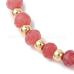 Bracelets en laiton et perles rondelles de jade naturel teint de Malaisie pour femmes&nbsp;BJEW-JB13323-01