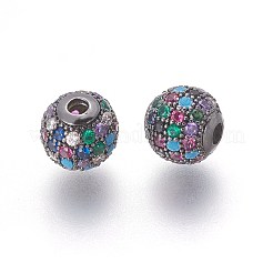 Perline zirconi micro pave  in ottone&nbsp;ZIRC-F098-02-8mm