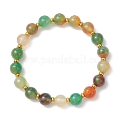 Браслеты из окрашенного и термически обработанного натурального павлиньего агата с круглыми бусинами&nbsp;BJEW-JB13444
