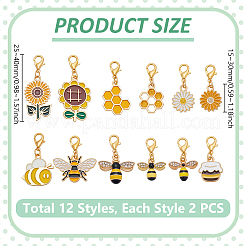 24 шт. 12 стиля подвеска из сплава с эмалью на тему пчелы маркеры фиксирующих стежков&nbsp;HJEW-WH00138
