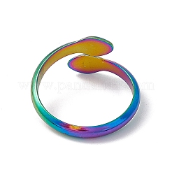 Ионное покрытие (ip) 304 нержавеющая сталь двойная змейка открытое кольцо манжета для женщин&nbsp;RJEW-C045-14M