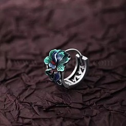 Серьги-кольца с цветочной эмалью из латуни&nbsp;FS-WG4316D-01