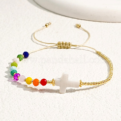 Винтажные богемные браслеты из ракушек и бусин из смешанных камней&nbsp;LJ7242-2