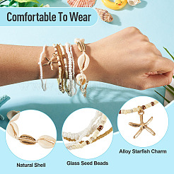 2 sachet de bracelets de cheville d'été en perles de verre de plage&nbsp;AJEW-TA0003-69F