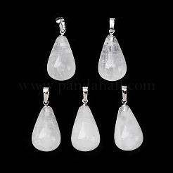 Подвески из латуни с кристаллами кварца и платинового тона в форме слезы&nbsp;G-F267-04I