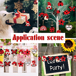 1 комплект деревянных подвесных украшений в виде божьей коровки&nbsp;DIY-SC0026-45